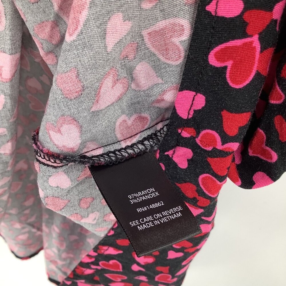 TORRID Dress Women's Plus 2X Black Pink Red Heart Print Zip Rayon - Picture 7 of 8